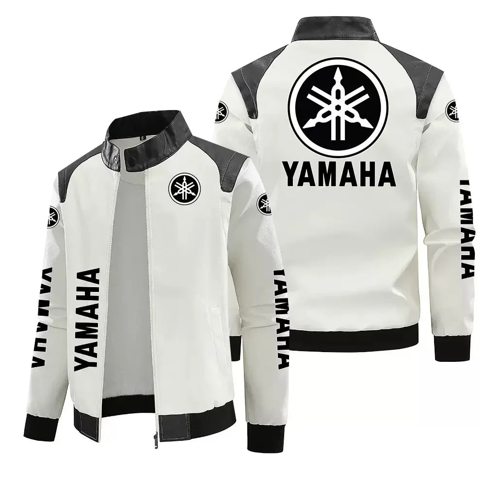 Beige Color Men's PU Leather Moto Jacket With Cotton Lining