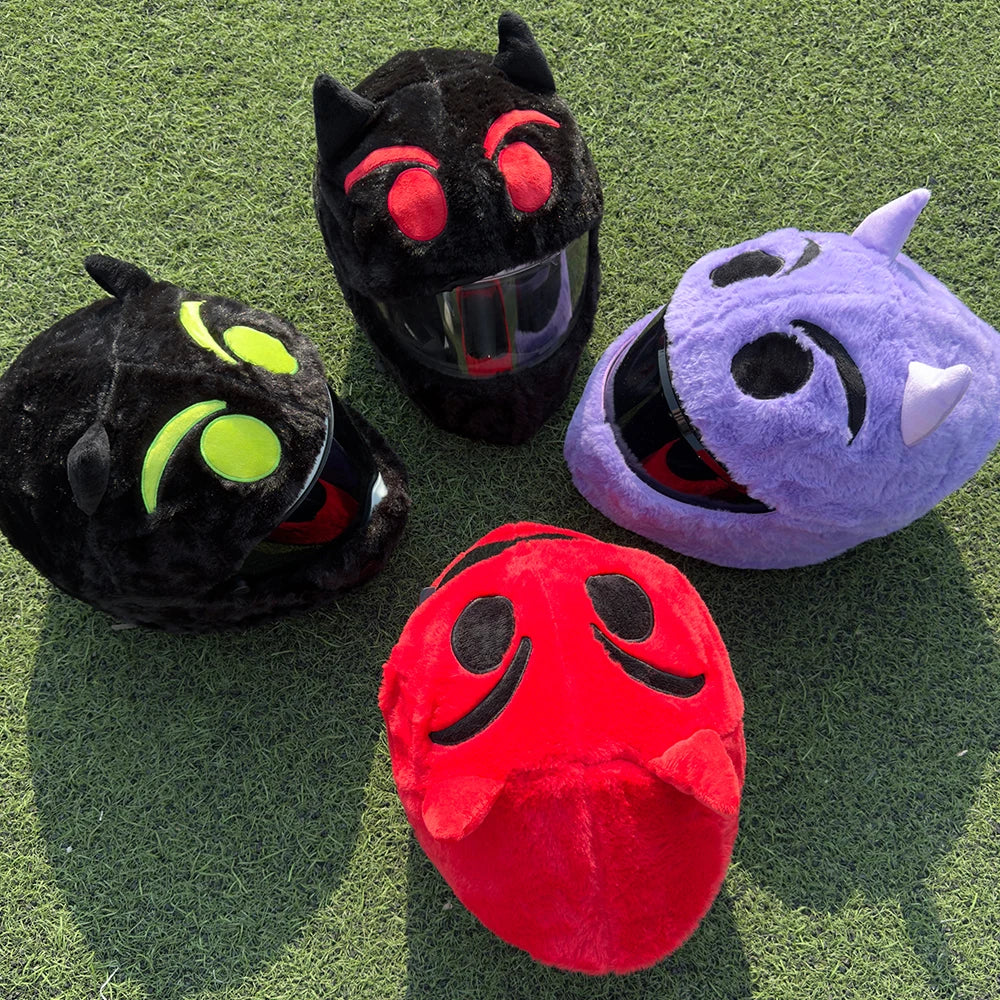 Cartoon Plush Motorcycle Helmet Cover With Animal Design - Throttlehead Apparel
