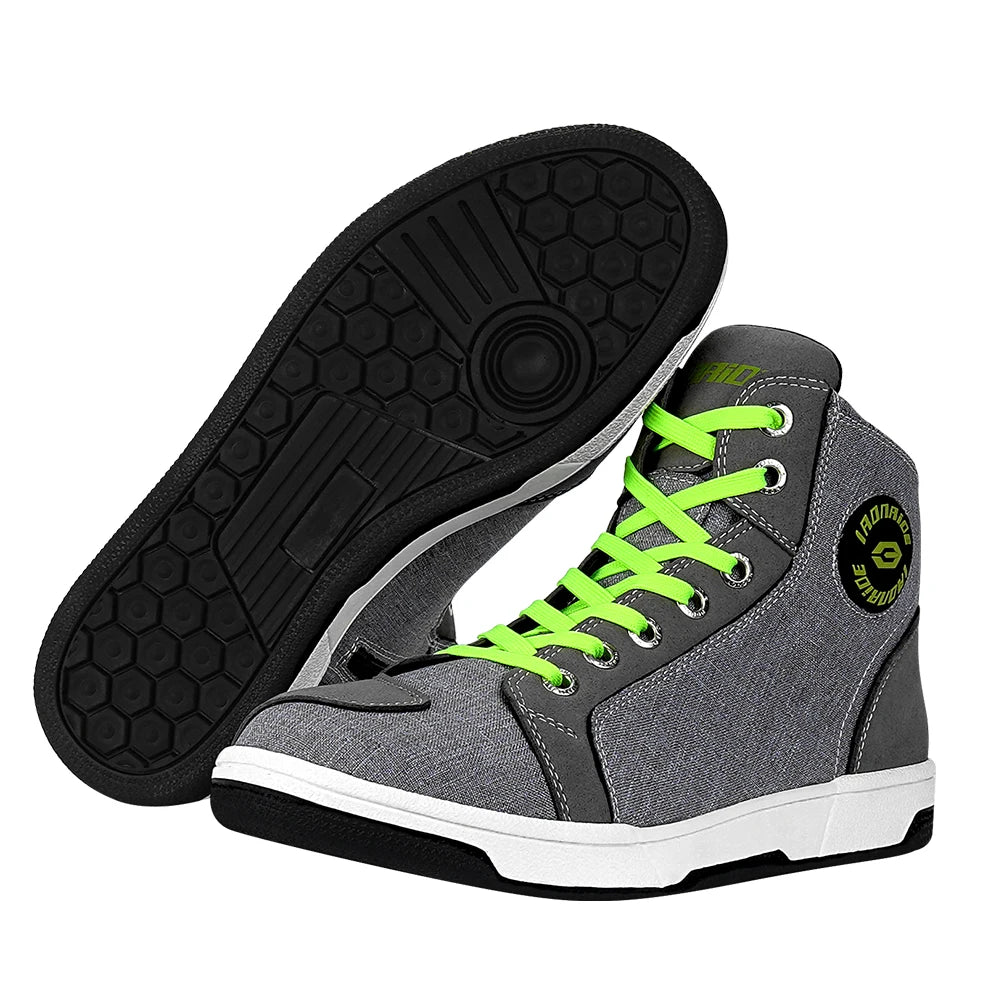 grey Color Men’s Motorcycle Riding Boots Casual Breathable Shoes