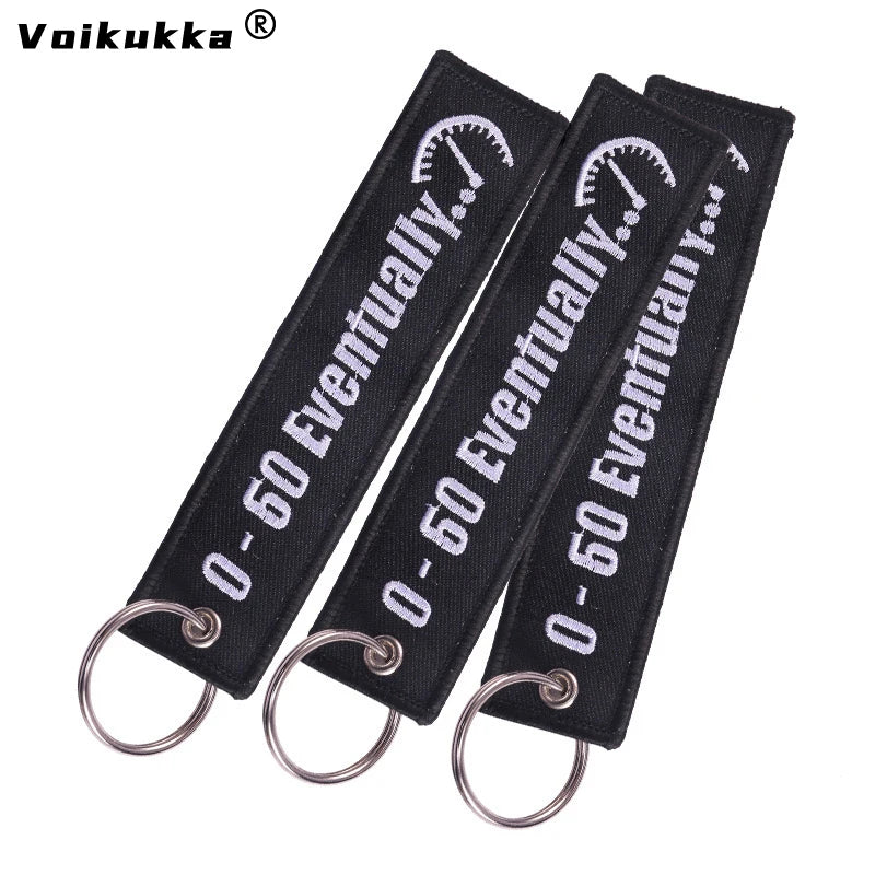 Motorcycle Embroidery Tag Keychain Clip Key Accessory
