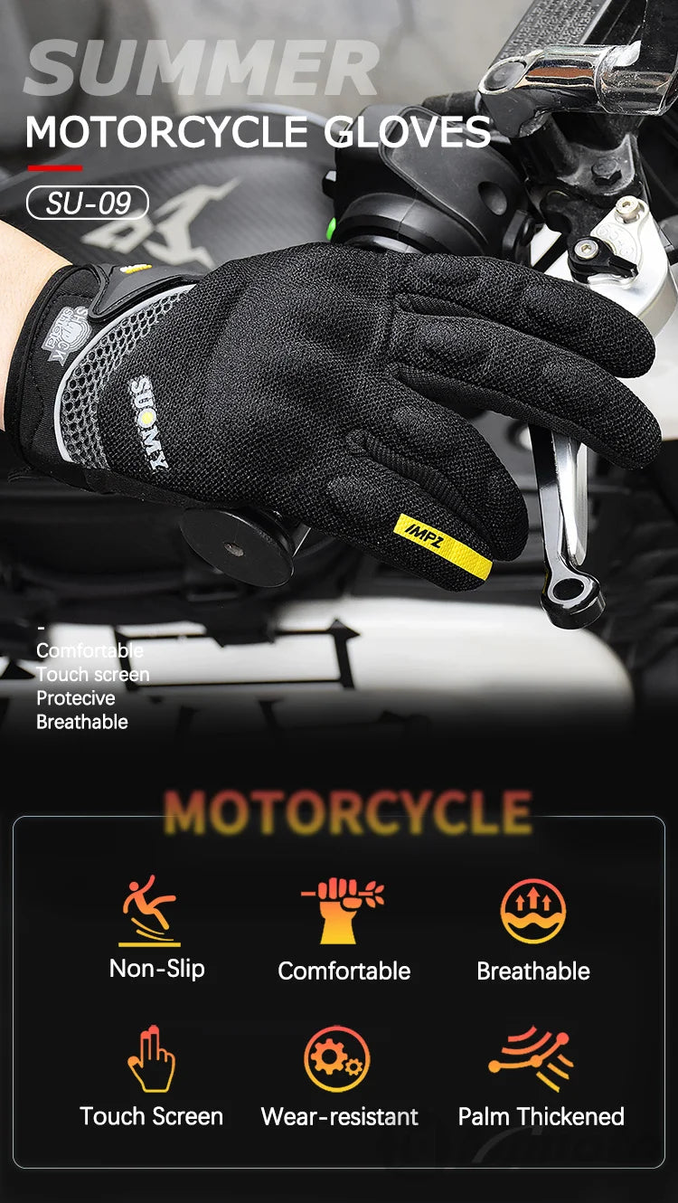 Suomy Motorcycle Gloves Summer Mesh Breathable Moto Gloves Men Women Touch Screen Motocross Gloves Touch Screen Cycling Gloves