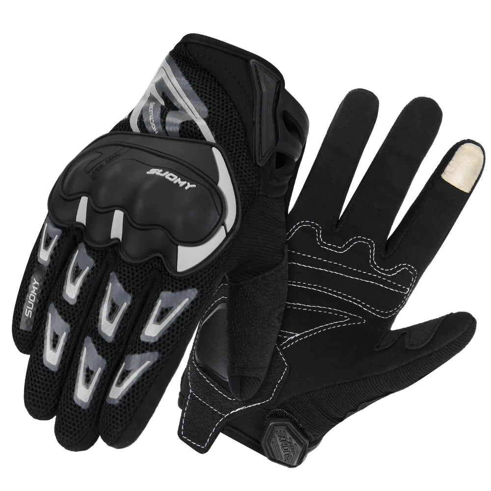 black Color Summer Mesh Motorcycle Gloves – Breathable Touchscreen