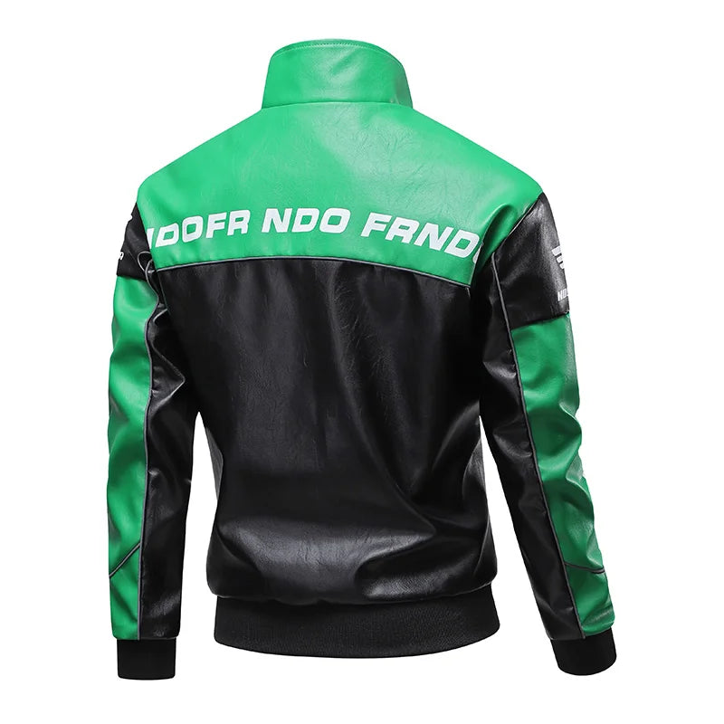 Men’s PU Leather Moto Jacket With Stand Collar