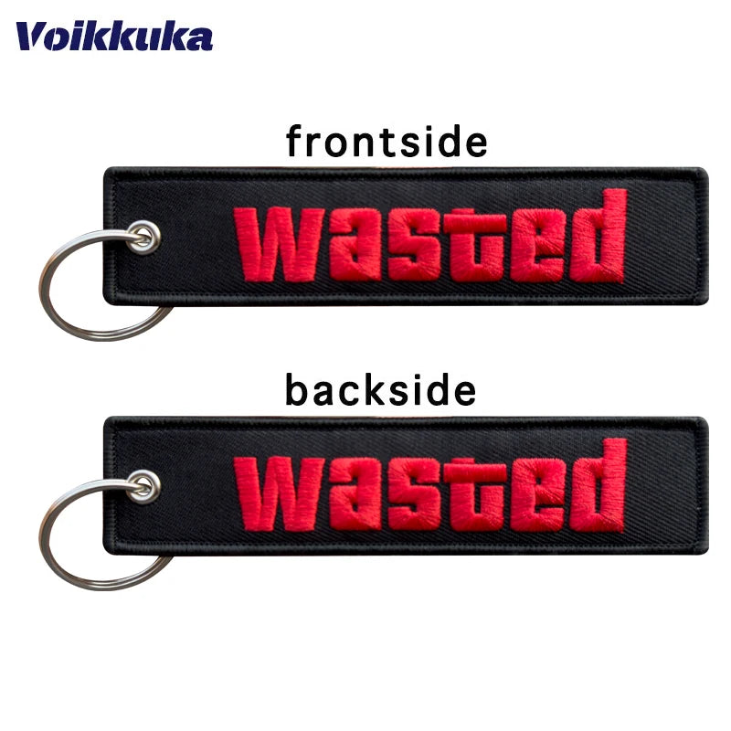 Black Wasted Embroidered Keychain Tag Key Ring