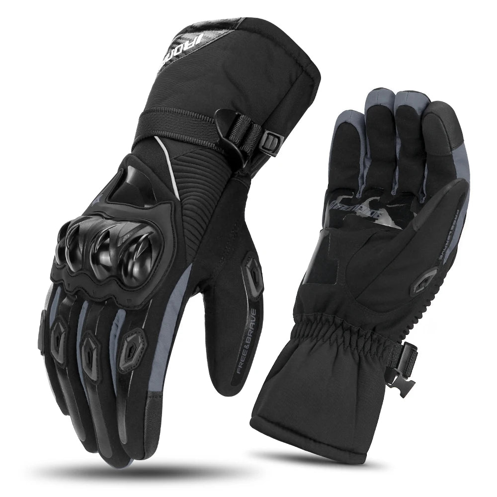 GRAY Color Waterproof Motorcycle Riding Gloves With Touchscreen Tips