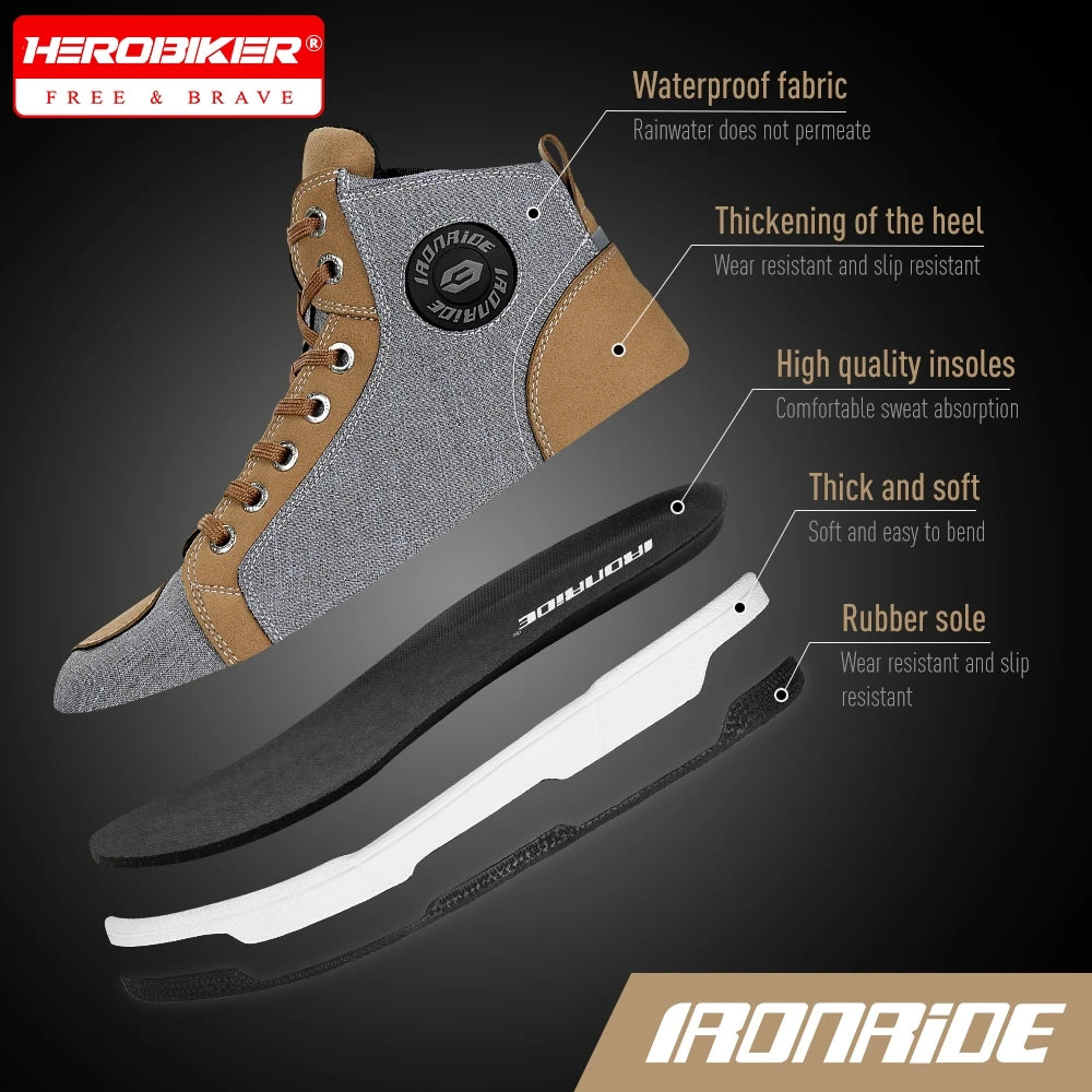 Men’s Motorcycle Riding Boots Casual Breathable Shoes