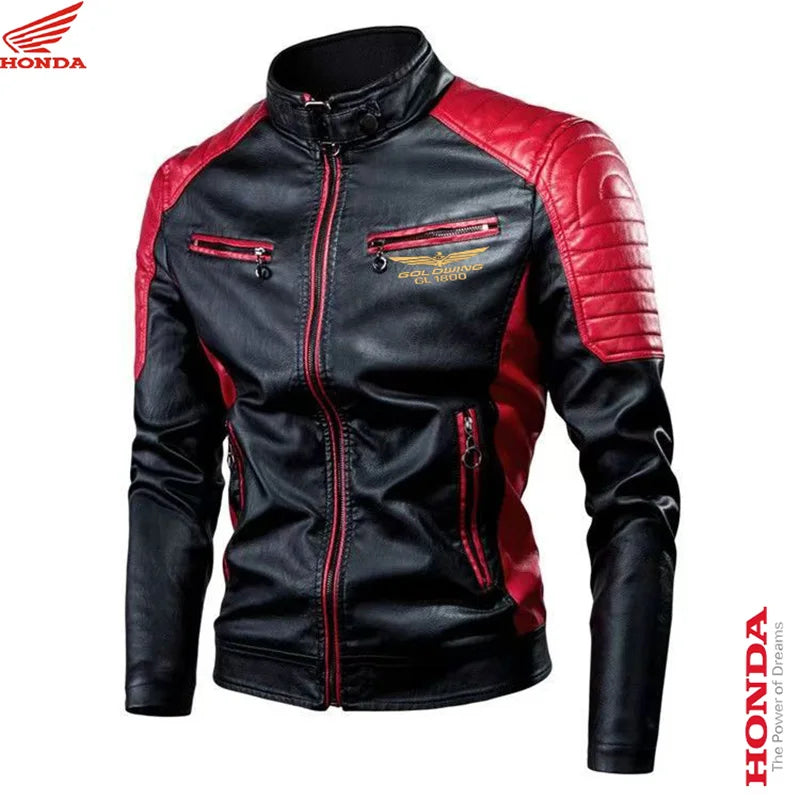 image color5 Color Men's Faux Leather Moto Jacket – Lightweight Smart Casual