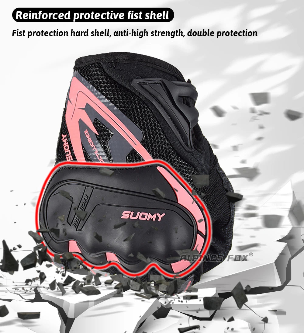 SUOMY Breathable Full Finger Racing Motorcycle Gloves Quality Stylishly Decorated Antiskid Wearable Gloves Large Size XXL Black