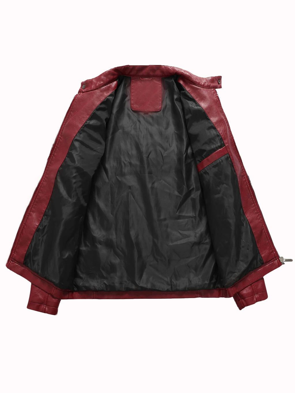 Men's PU Leather Biker Jacket With Embroidered Panels