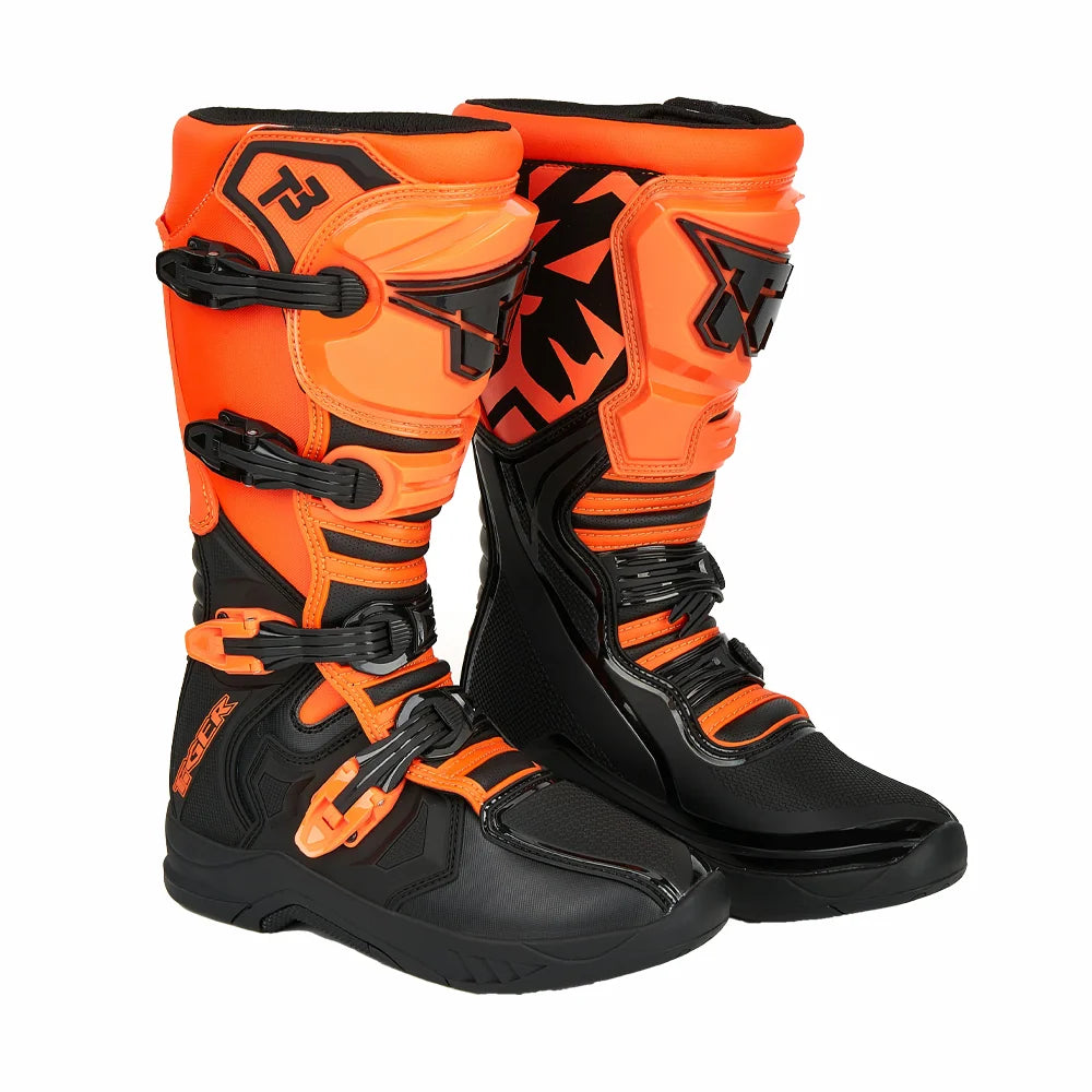 T3-Orange Color Unisex Motocross Motorcycle Boots With Ankle Protection