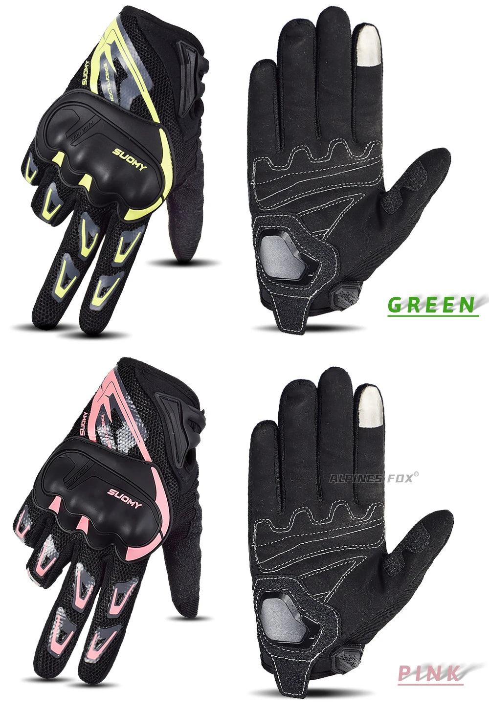 SUOMY Breathable Full Finger Racing Motorcycle Gloves Quality Stylishly Decorated Antiskid Wearable Gloves Large Size XXL Black
