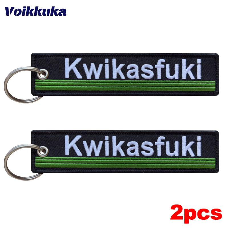 2pcs Color Funny Kwikasfuki Embroidered Keychain Tag Key Ring