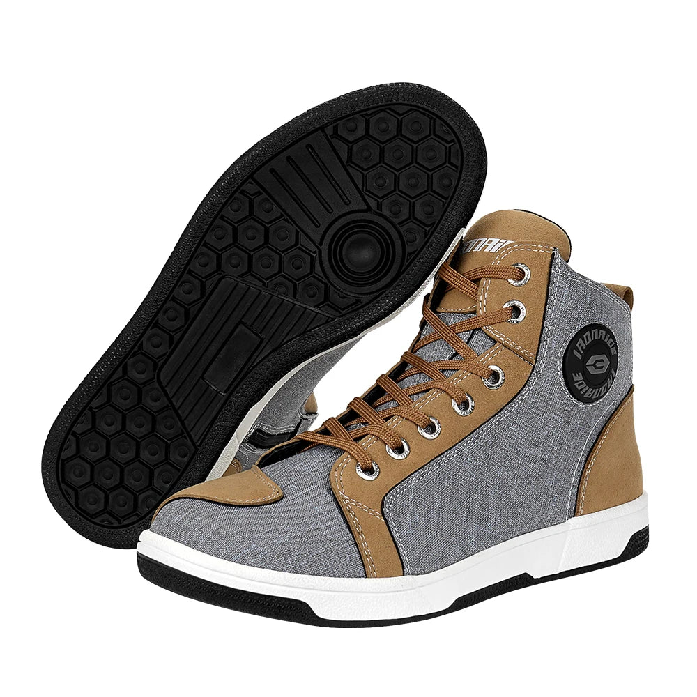 kaqi Color Men’s Motorcycle Riding Boots Casual Breathable Shoes