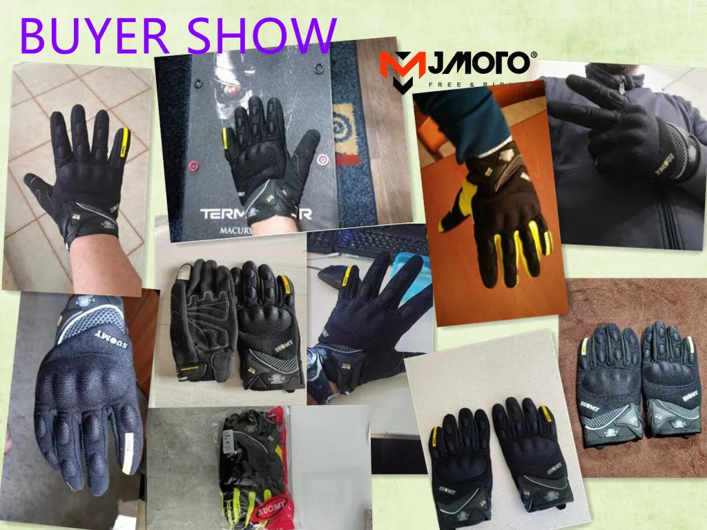 Breathable Full Finger Racing Motorcycle Gloves Quality Stylishly Decorated Antiskid Wearable Gloves Size M-XXL Black