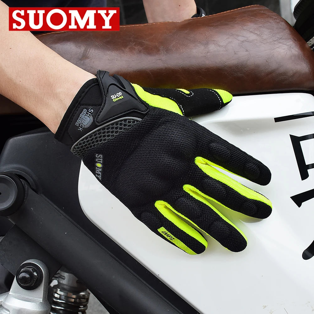Breathable Full Finger Racing Motorcycle Gloves Quality Stylishly Decorated Antiskid Wearable Gloves Size M-XXL Black
