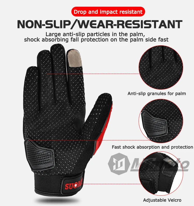 Suomy Motorcycle Gloves Summer Mesh Breathable Moto Gloves Men Women Touch Screen Motocross Gloves Touch Screen Cycling Gloves