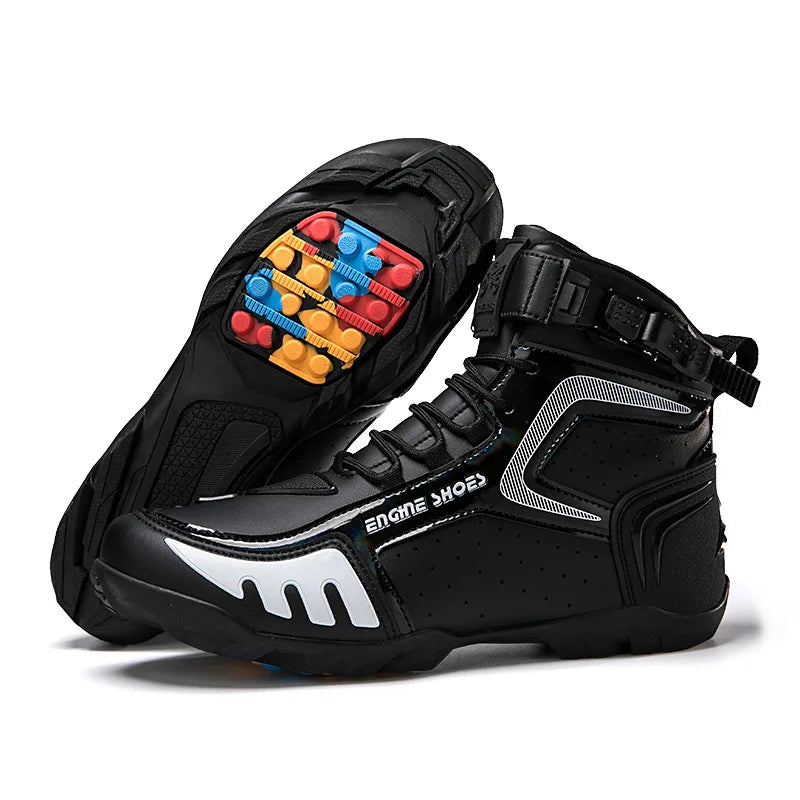 Men’s Waterproof Leather Motorcycle Riding Boots