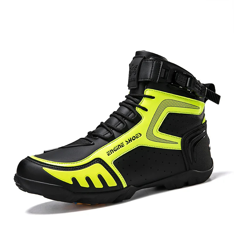 Yellow Color Men’s Waterproof Leather Motorcycle Riding Boots