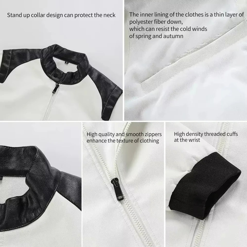 Men's PU Leather Moto Jacket With Cotton Lining