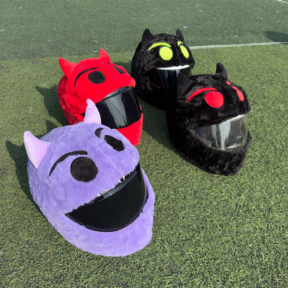 Cartoon Plush Motorcycle Helmet Cover With Animal Design - Throttlehead Apparel