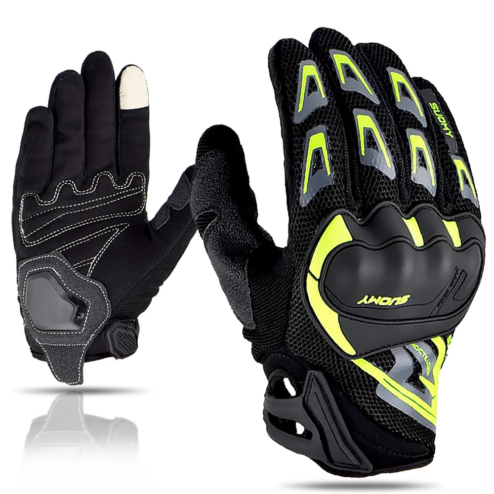 SUOMY Breathable Full Finger Racing Motorcycle Gloves Quality Stylishly Decorated Antiskid Wearable Gloves Large Size XXL Black