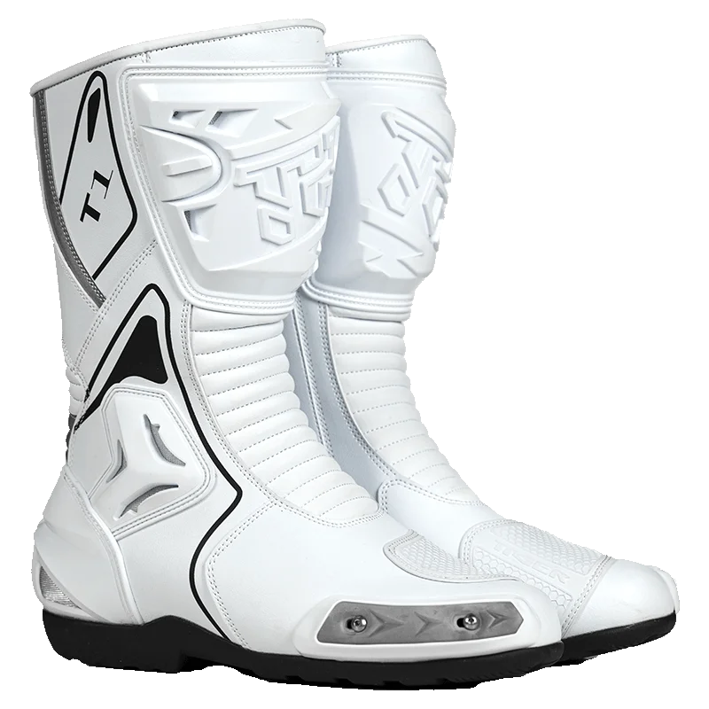 T1-White Color Unisex Motocross Motorcycle Boots With Ankle Protection