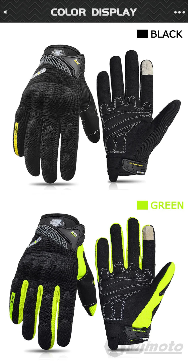Breathable Full Finger Racing Motorcycle Gloves Quality Stylishly Decorated Antiskid Wearable Gloves Size M-XXL Black