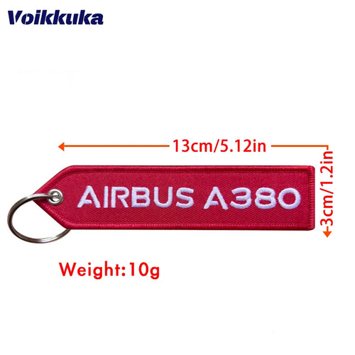 Airbus A380 Embroidered Red Tag Aviation Keychain