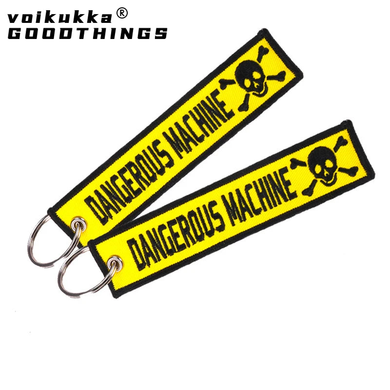 Dangerous Machine Double-Sided Yellow Embroidered Keychain