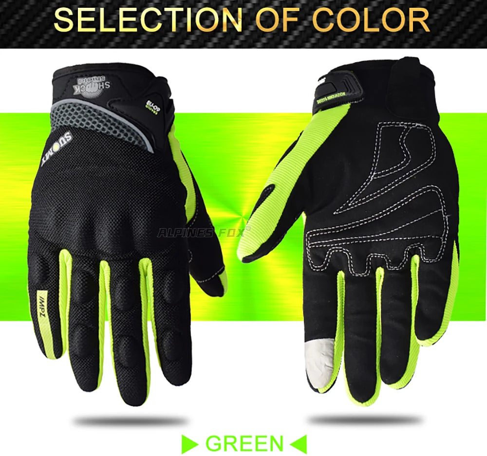 SUOMY Breathable Full Finger Racing Motorcycle Gloves Quality Stylishly Decorated Antiskid Wearable Gloves Large Size XXL Black