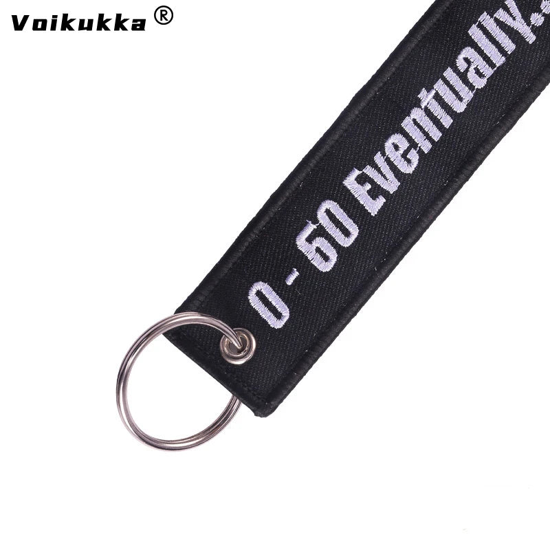 Motorcycle Embroidery Tag Keychain Clip Key Accessory
