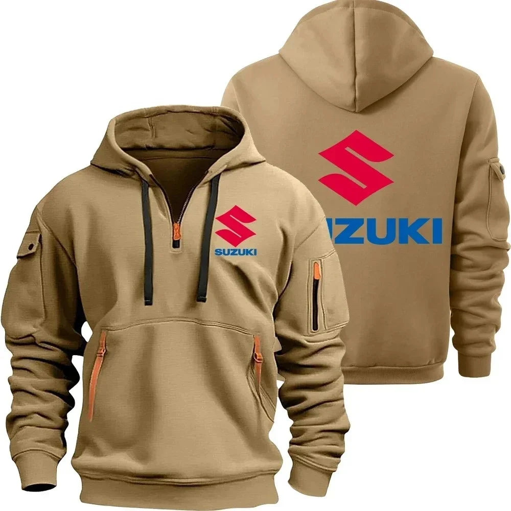5 Color Racing Team Half-Zip Hooded Jacket for Men