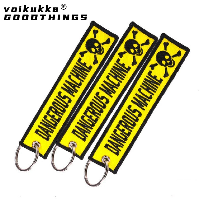Dangerous Machine Double-Sided Yellow Embroidered Keychain