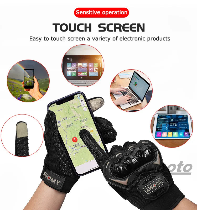 Suomy Motorcycle Gloves Summer Mesh Breathable Moto Gloves Men Women Touch Screen Motocross Gloves Touch Screen Cycling Gloves
