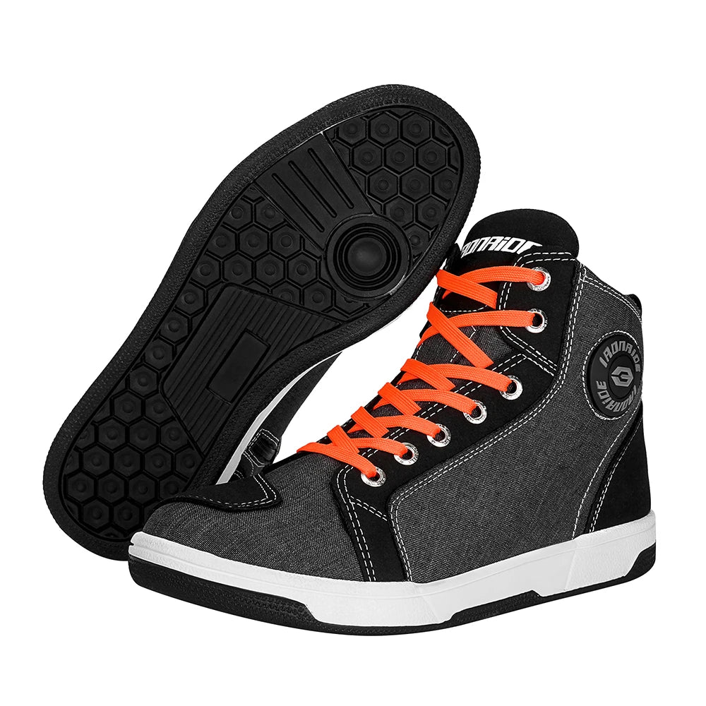 Black Color Men’s Motorcycle Riding Sneakers With Ankle Protection