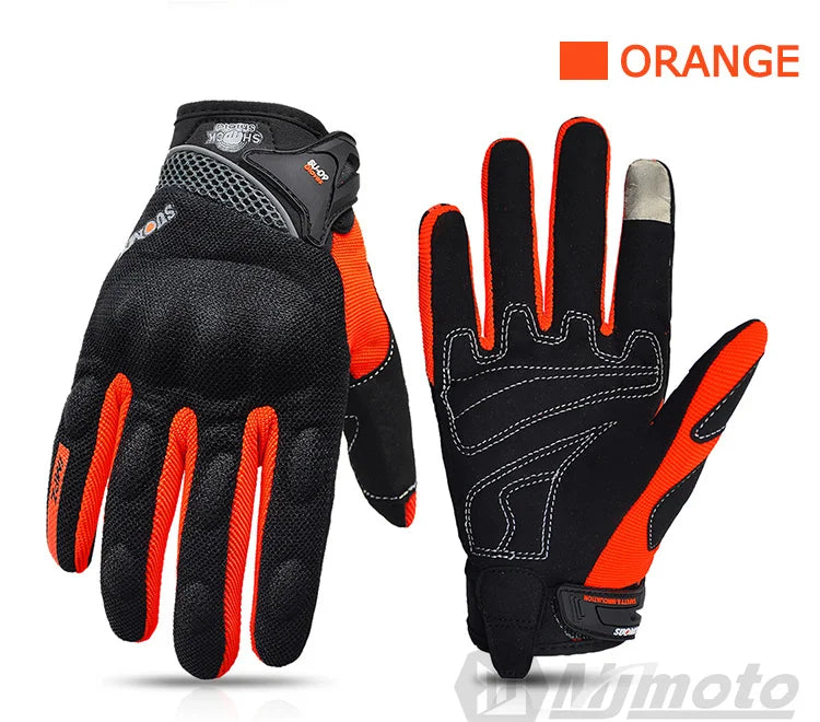 Breathable Full Finger Racing Motorcycle Gloves Quality Stylishly Decorated Antiskid Wearable Gloves Size M-XXL Black