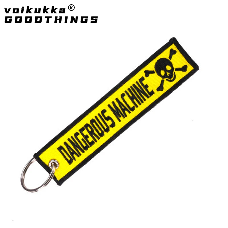 Dangerous Machine Double-Sided Yellow Embroidered Keychain