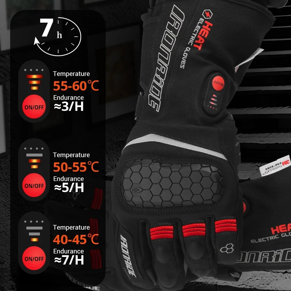 Heated Motorcycle Riding Gloves Waterproof With Touch Screen