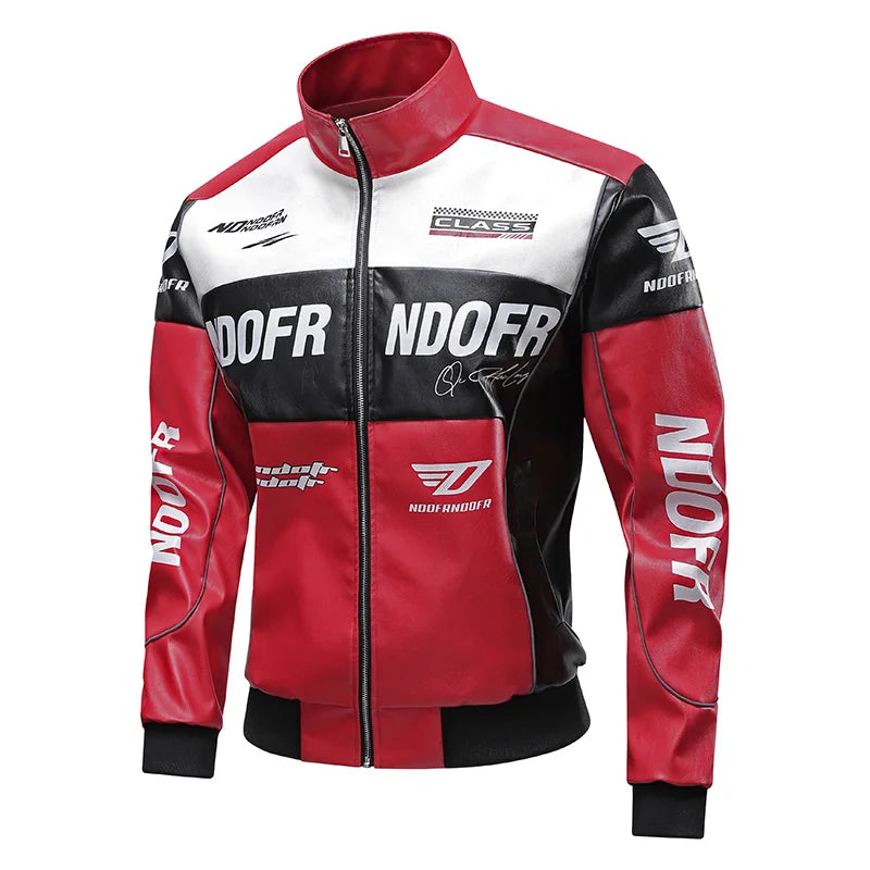 Men’s PU Leather Moto Jacket With Stand Collar