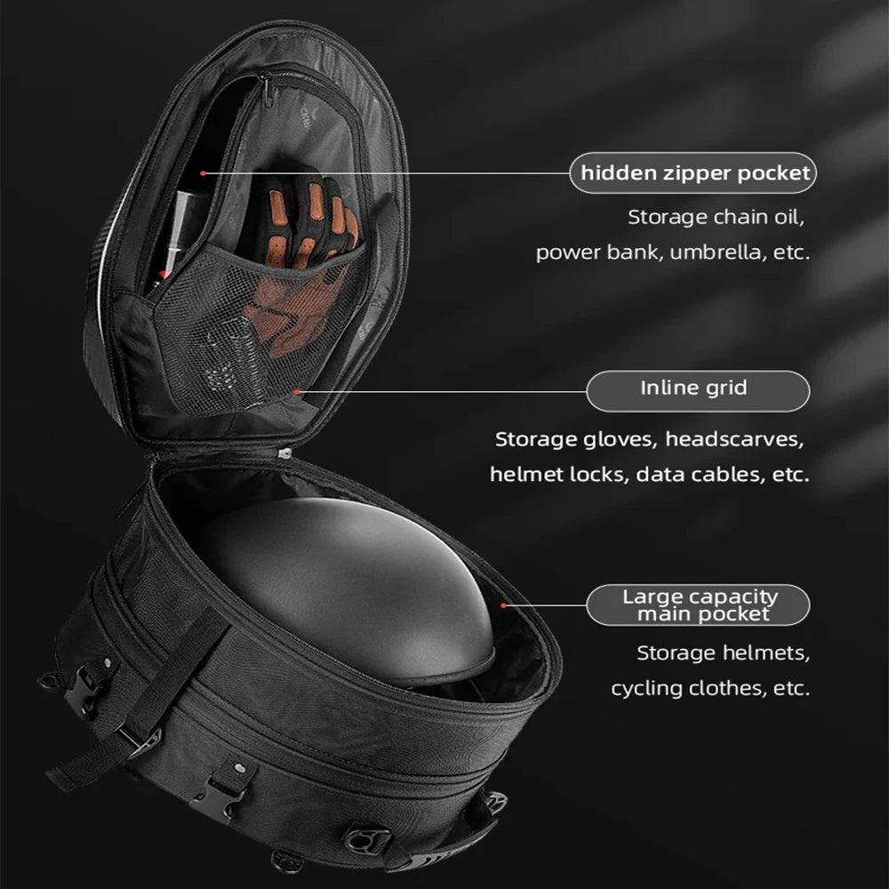 Motorcycle Helmet Tail Bag Backpack With EVA Hard Shell