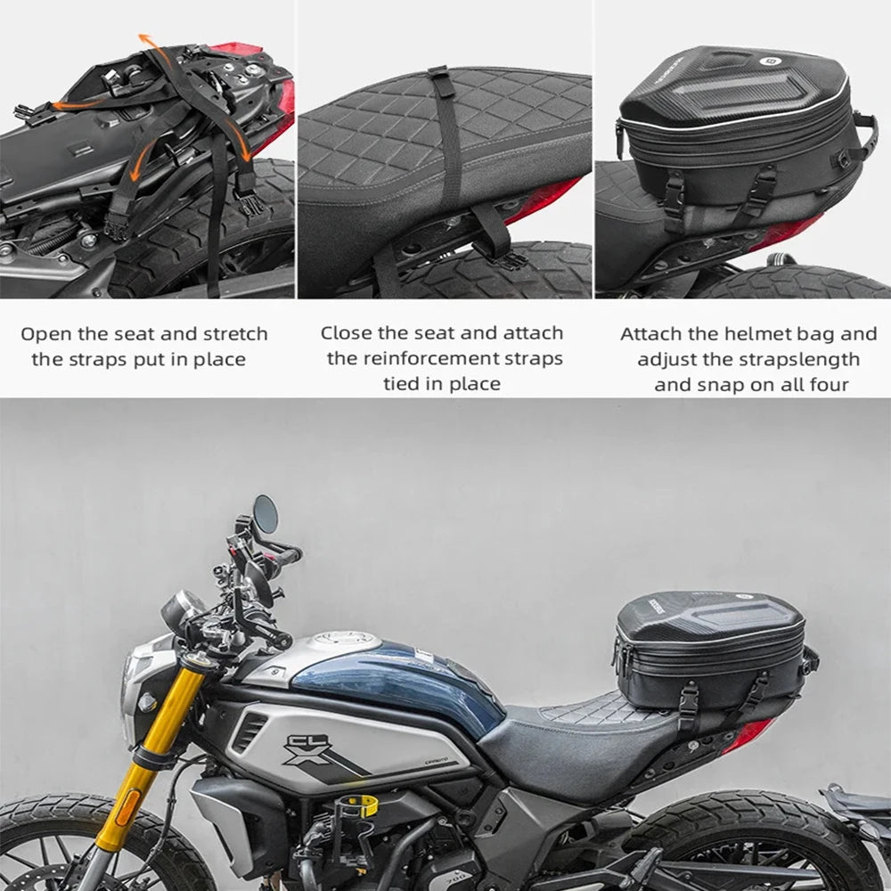 Motorcycle Helmet Tail Bag Backpack With EVA Hard Shell
