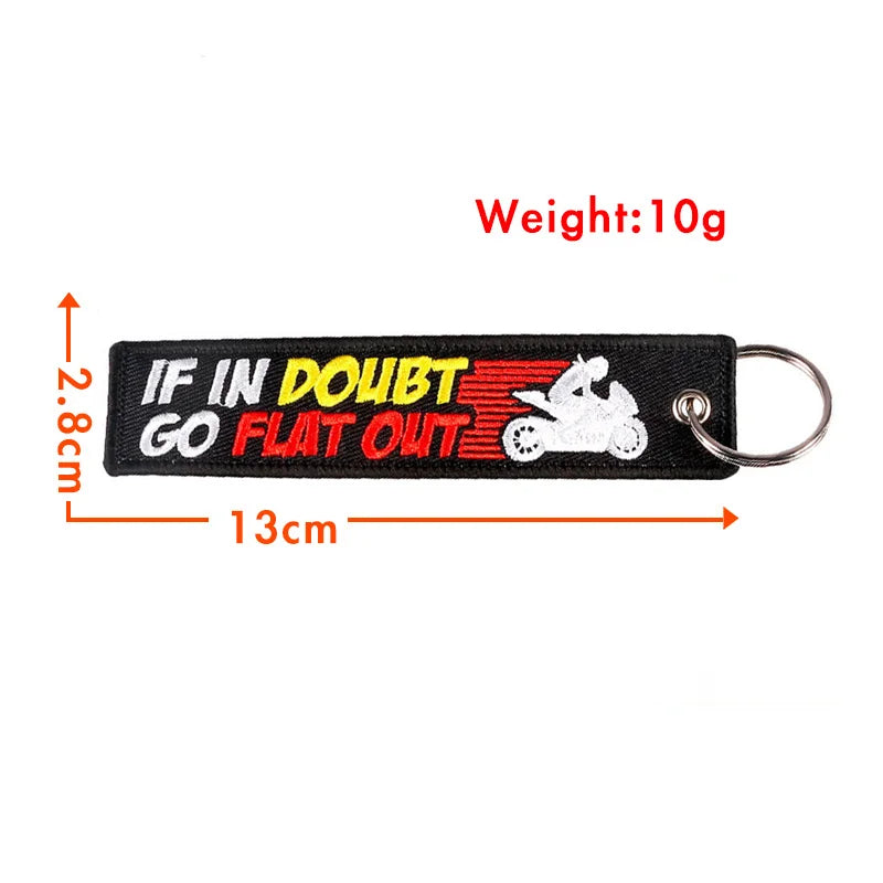 Motorcycle Quote Embroidered Keychain Tag Pendant