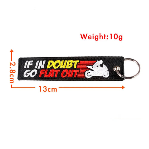 Motorcycle Quote Embroidered Keychain Tag Pendant