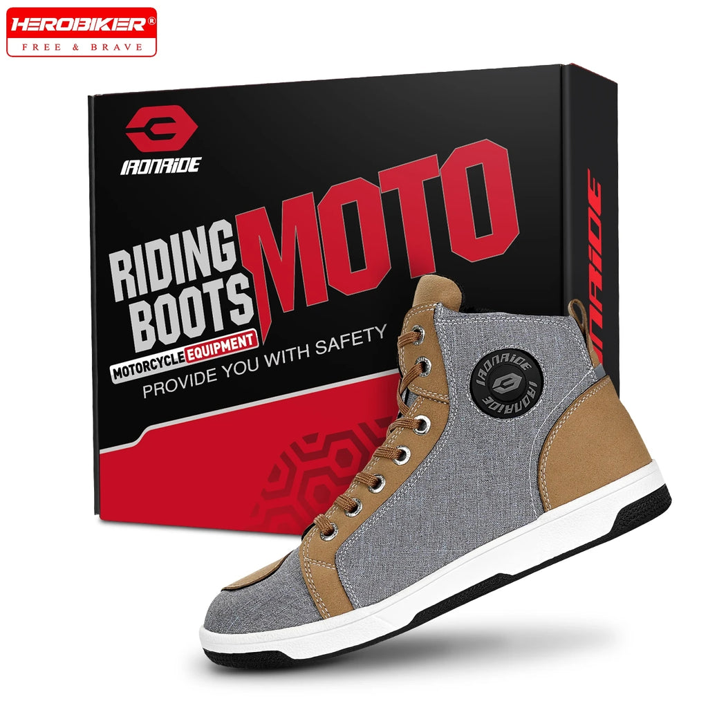 Men’s Motorcycle Riding Boots Casual Breathable Shoes