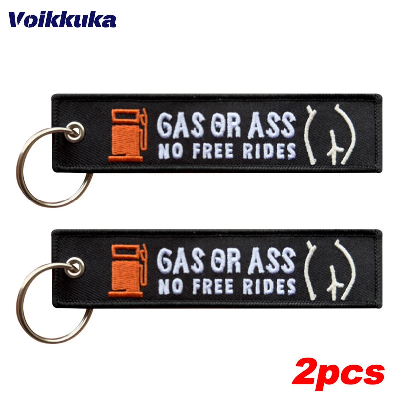 2pcs Color Funny Motorcycle Keychain Tag With Embroidered Quote
