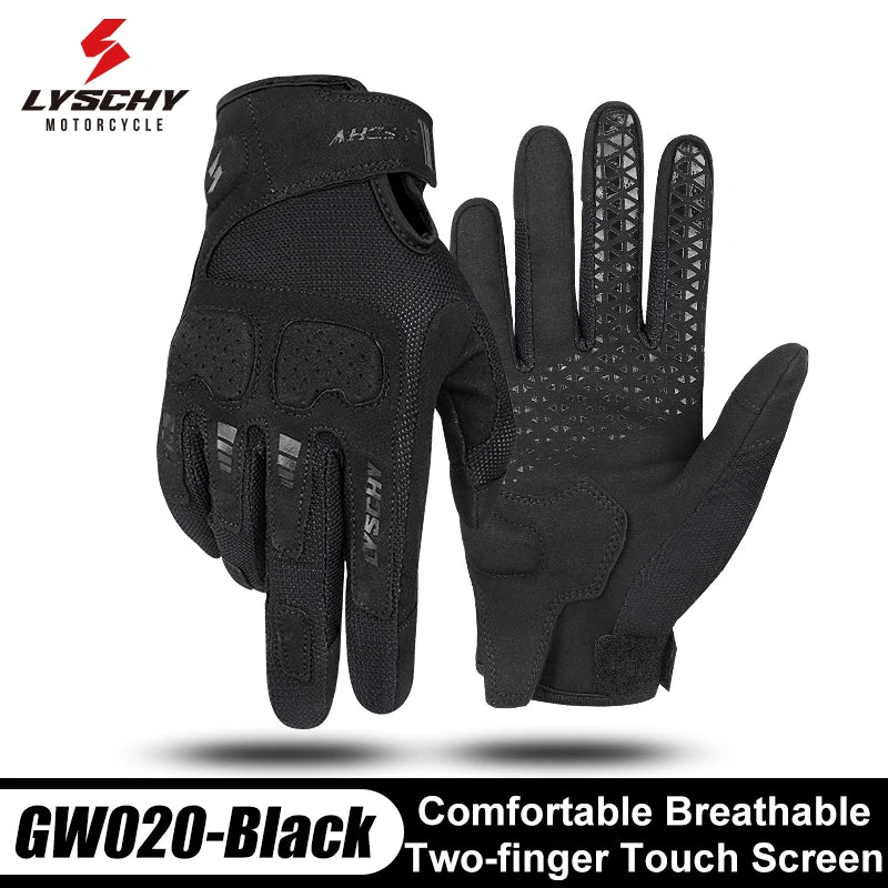 GW020-Black-Men Color Summer Motorcycle Riding Gloves – Breathable Touchscreen