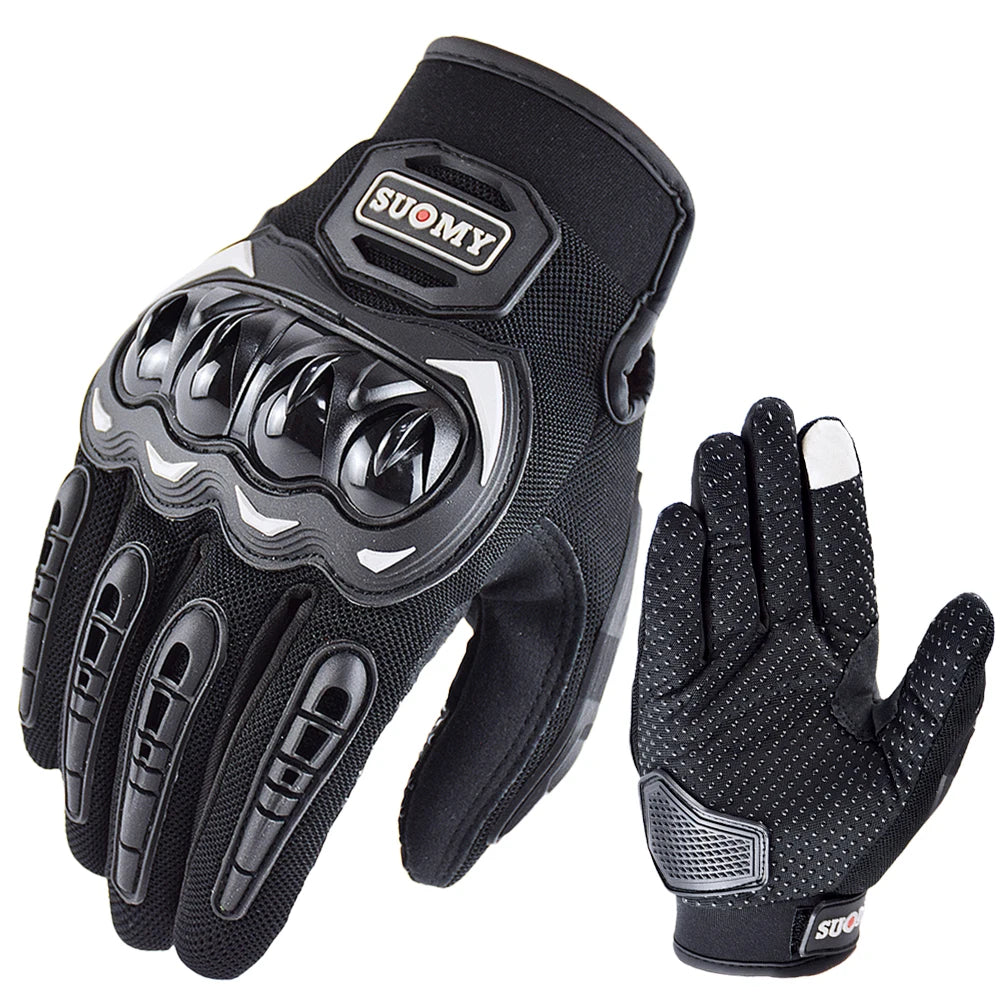 SUOMY Breathable Full Finger Racing Motorcycle Gloves Quality Stylishly Decorated Antiskid Wearable Gloves Large Size XXL Black
