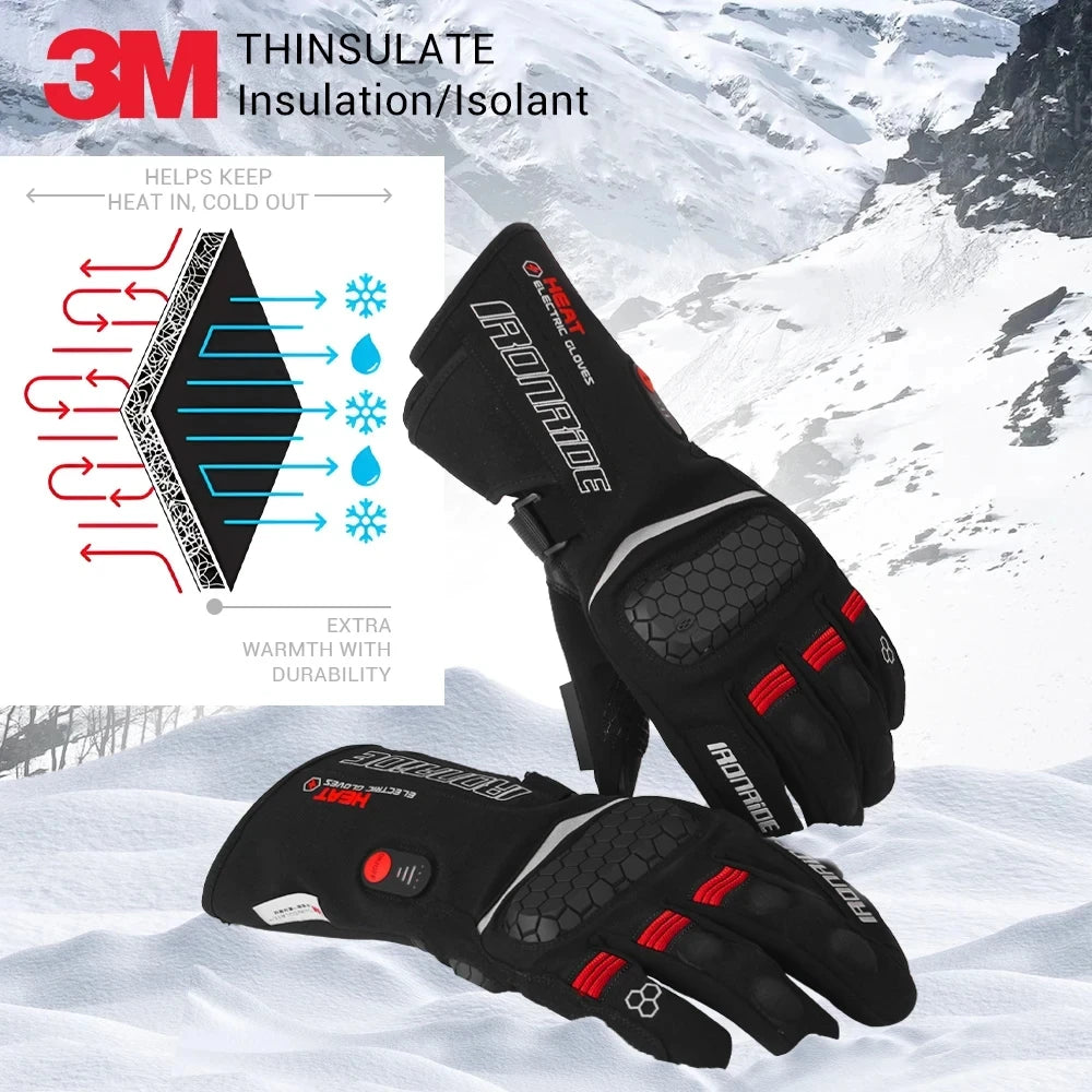 Heated Motorcycle Riding Gloves Waterproof With Touch Screen