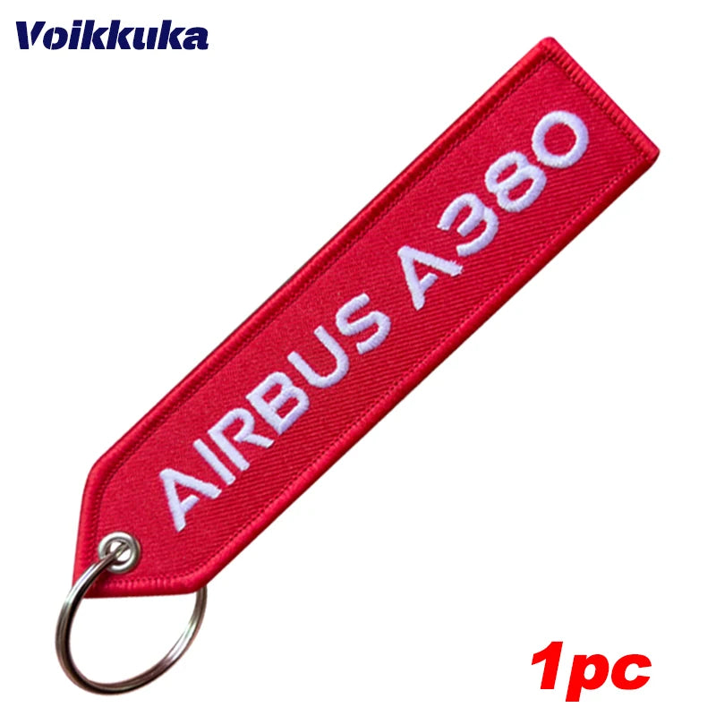 1pc Color Airbus A380 Embroidered Red Tag Aviation Keychain