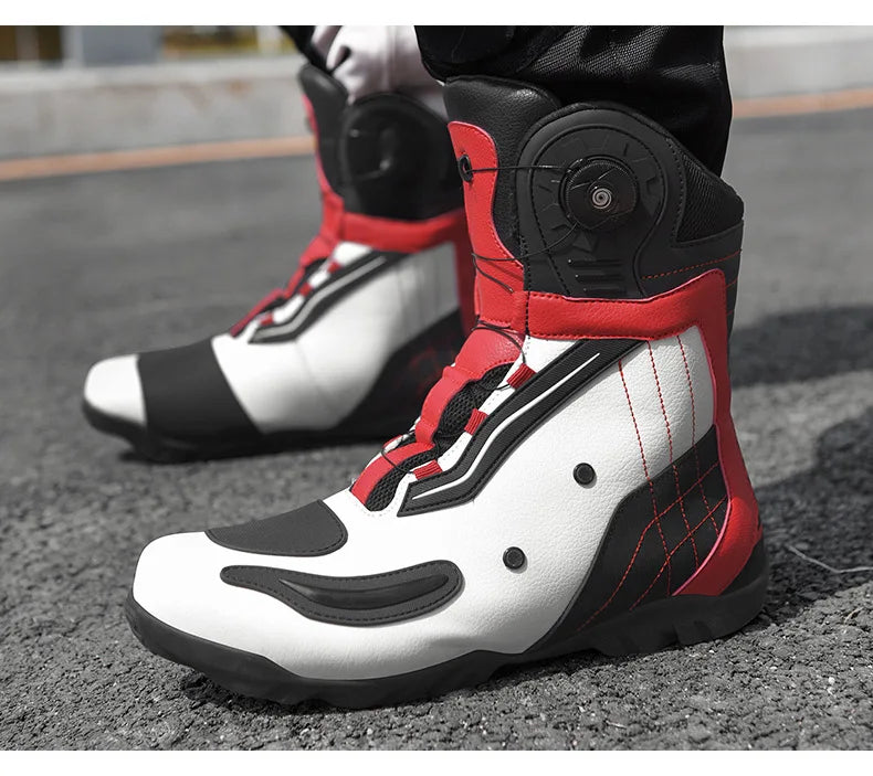 Waterproof Leather Motorcycle Boots With Anti-Slip Sole